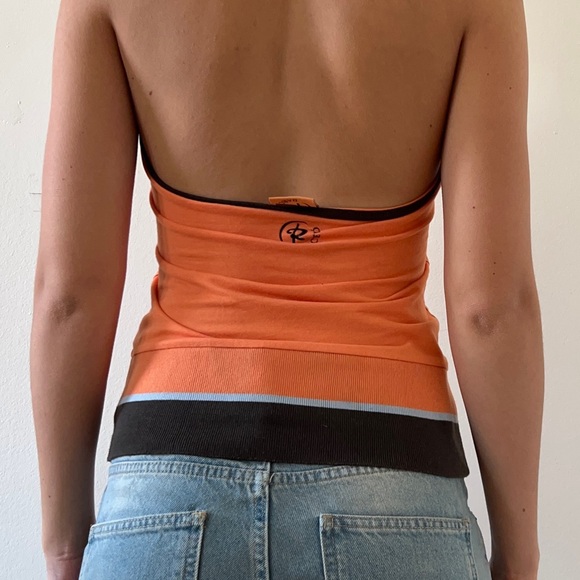 Orange graphic halter top - Picture 2 of 2